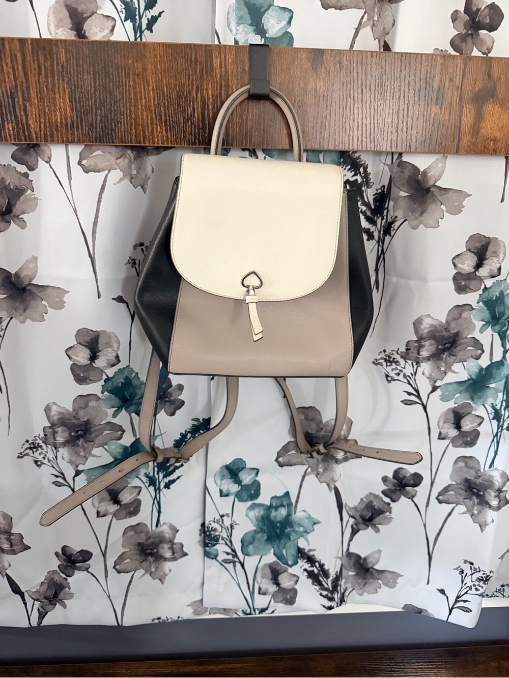 Kate spade 
Leather Backpack in Cream, Taupe & Black with Wallet